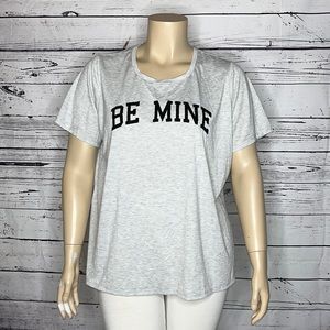 Cato Size 18/20W Gray - Black Embellished Be Mine Short Sleeve Knit Top Shirt